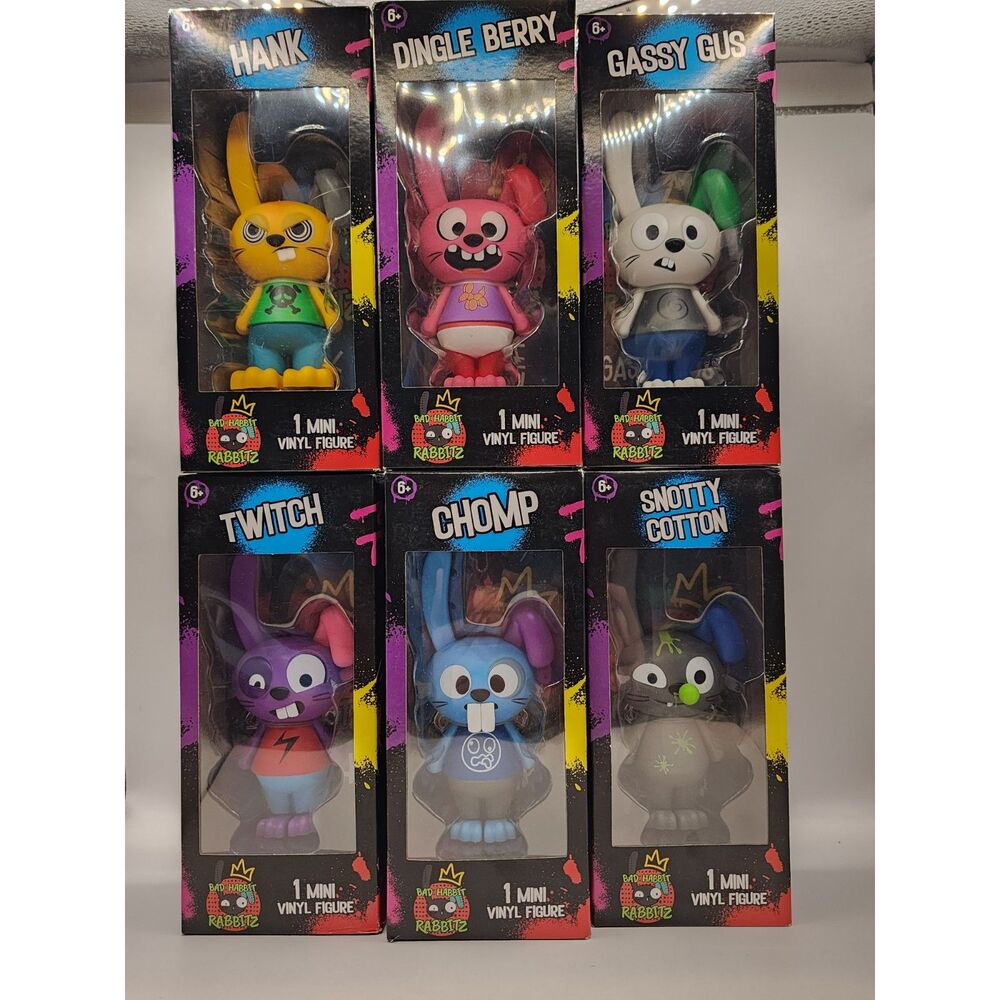 Bad Habbit Rabbitz Set of 6 Hank Twitch Chomp SnottyCotton Gassy Gus DingleBerry